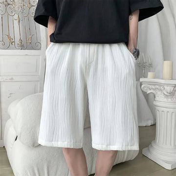 Riolio Summer Shorts Men Fashion Blue Ice Silk Shorts Men Streetwear Hip-hop Loose Pleated Shorts Mens Beach Shorts Plus Size 4XL